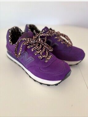 New Balance Purple Sneakers with Leopard Print Laces